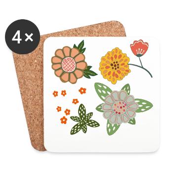 Blumenfantasie - Untersetzer (4er-Set) - Weiß - Vorne