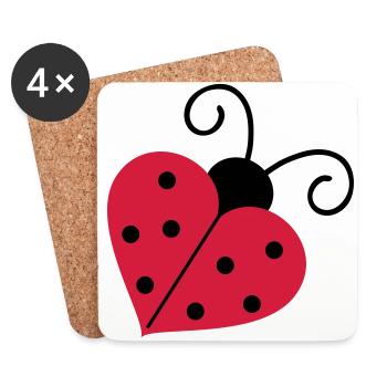 Marienkäfer Herz - Untersetzer (4er-Set) - Weiß - Vorne