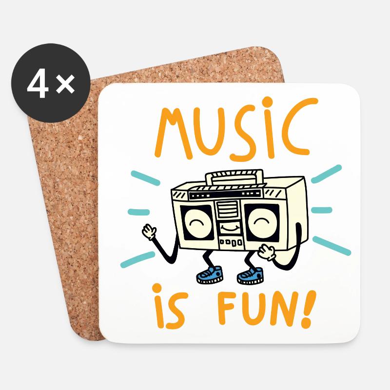 Musik ist Spaß - Untersetzer (4er-Set) - Weiß
