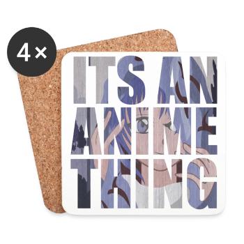 Its an anime thing with anime girl in the background - Coasters (set of 4) - white - Front