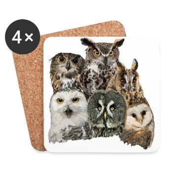 Owls - Coasters (set of 4) - white - Front