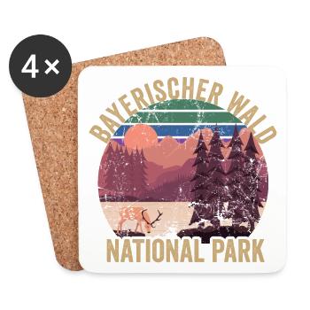 Nationalpark Bayerischer Wald - Untersetzer (4er-Set) - Weiß - Vorne