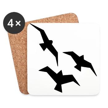 Oiseaux Mouettes Vole d’oiseaux - Dessous de verre (lot de 4) - blanc - Devant