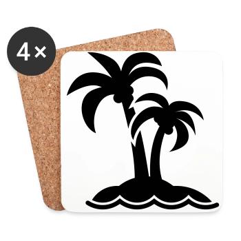 symbole de l’île de palmier - Dessous de verre (lot de 4) - blanc - Devant