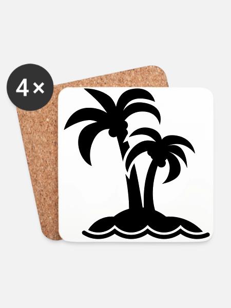 palm island symbol - Coasters (set of 4) - white