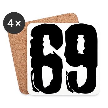 69 Zahl Trikot - Untersetzer (4er-Set) - Weiß - Vorne
