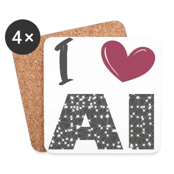 I love ai - Coasters (set of 4) - white - Front