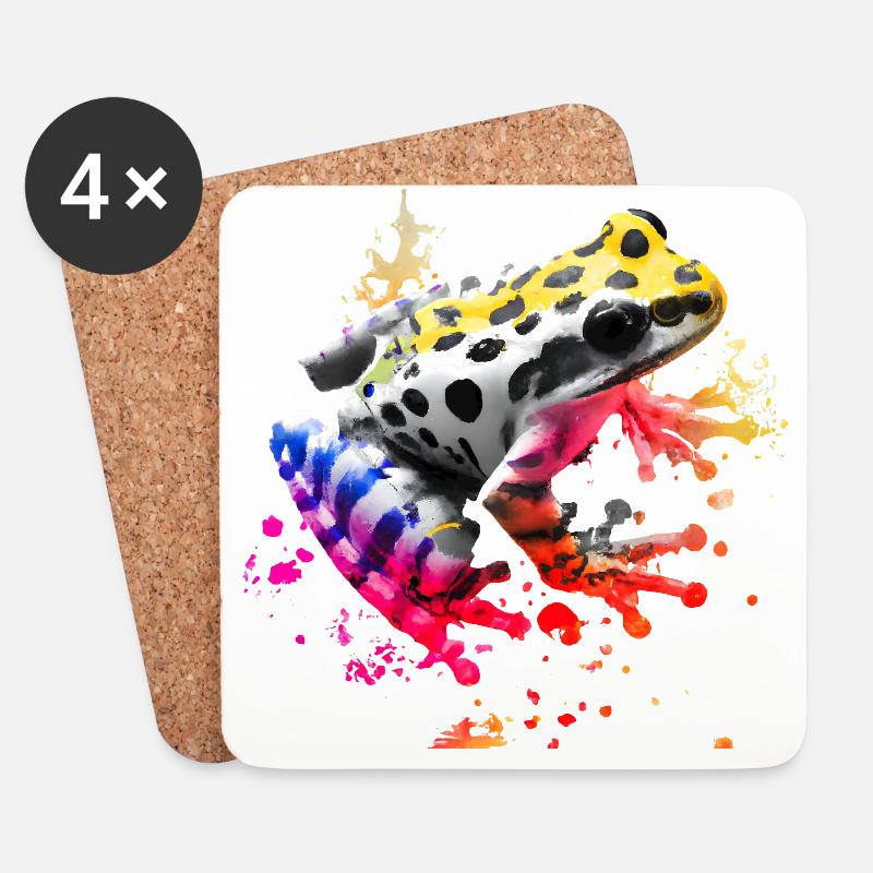 Bunter Frosch mit Farbspritzern - Untersetzer (4er-Set) - Weiß
