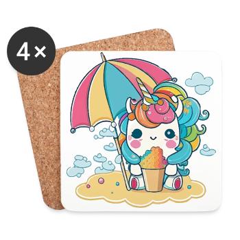 Eiscreme Einhorn - Die süßeste Versuchung - Untersetzer (4er-Set) - Weiß - Vorne