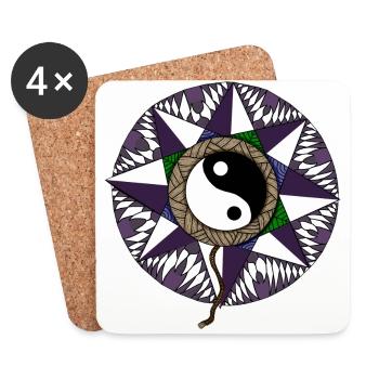 Taoist Mandala Purple - Coasters (set of 4) - white - Front