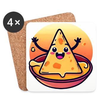 Chips de nacho dans un bain de fromage crémeux - Dessous de verre (lot de 4) - blanc - Devant