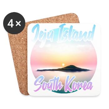 L’île de Jeju au coucher du soleil - Dessous de verre (lot de 4) - blanc - Devant