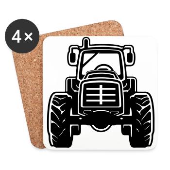 Tractor Farmer Farmer Symbol - Coasters (set of 4) - white - Front