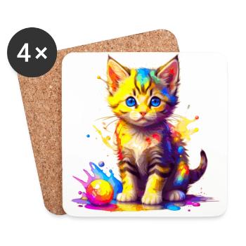 Colorful Kitty - Coasters (set of 4) - white - Front