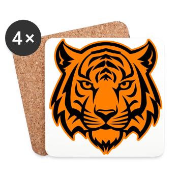 Tiger Kopf Wildnis Silhouette - Untersetzer (4er-Set) - Weiß - Vorne