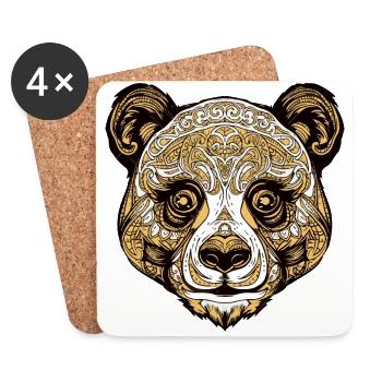Panda Head Animal - Coasters (set of 4) - white - Front