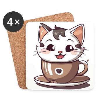 Chatcolate #1 - Dessous de verre (lot de 4) - blanc - Devant