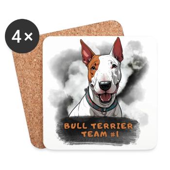 Bullterrier Team Nummer 1 Champion Sieger Anführer - Untersetzer (4er-Set) - Weiß - Vorne