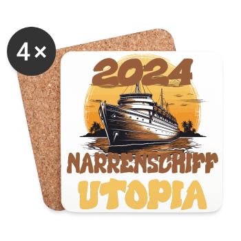 Ship of Fools Utopia, citation - Dessous de verre (lot de 4) - blanc - Devant