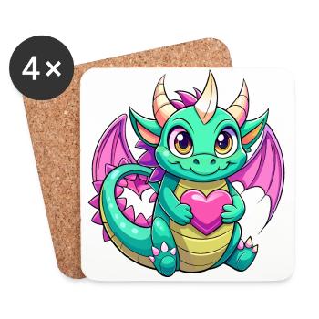 Farbenfroher Drache - Untersetzer (4er-Set) - Weiß - Vorne