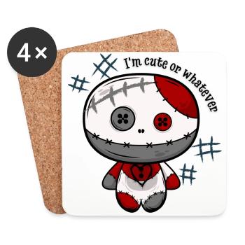 Magische Puppe „I'm cute or whatever" - Untersetzer (4er-Set) - Weiß - Vorne