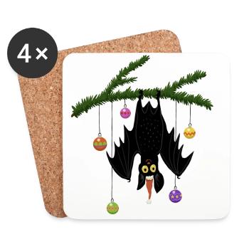 Weihnachtsfledermaus - Untersetzer (4er-Set) - Weiß - Vorne