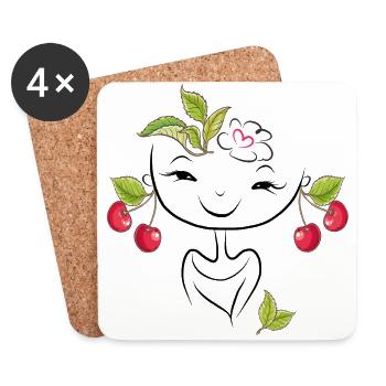 Fille aux cerises - Dessous de verre (lot de 4) - blanc - Devant