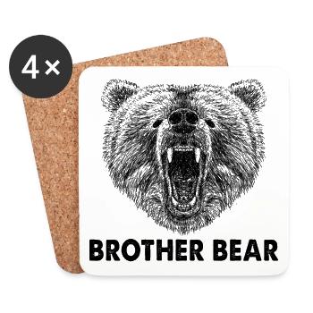 Cadeaux frais d'ours de Grizzly d'ours de frère frais pour le frère - Dessous de verre (lot de 4) - blanc - Devant