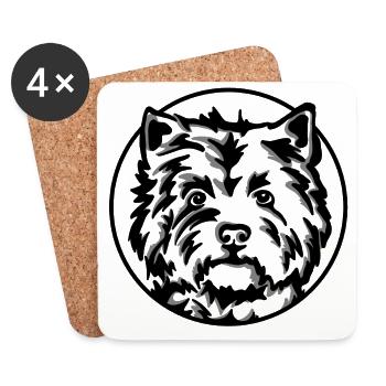 Chien - Dessous de verre (lot de 4) - blanc - Devant