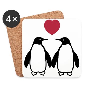 Verliebte Pinguine - Coasters (set of 4) - white - Front