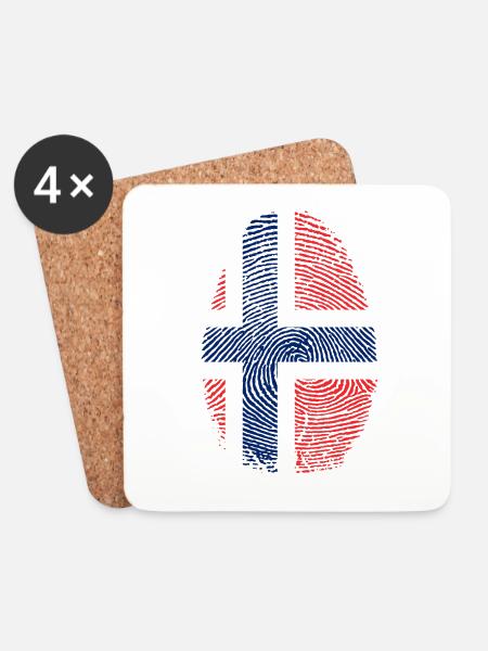 Norwegen - Untersetzer (4er-Set) - Weiß