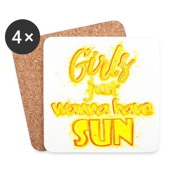 Girls have Sun (lettrage) 01 - Dessous de verre (lot de 4) - blanc - Devant