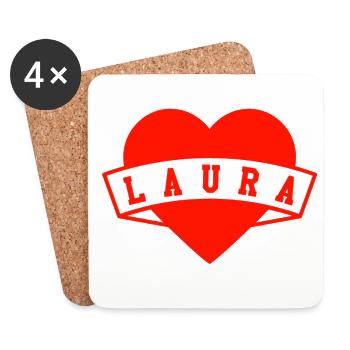 Vorname Laura - Untersetzer (4er-Set) - Weiß - Vorne
