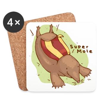 Super mole - Coasters (set of 4) - white - Front