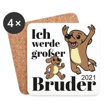 Ich werde grosser Bruder 2021 - Untersetzer (4er-Set) - Weiß - Vorne