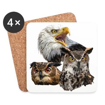 American Pigargo and Owls - Coasters (set of 4) - white - Front