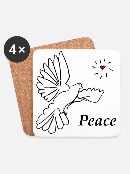 Friedenstaube weisse Taube Peace Frieden - Untersetzer (4er-Set) - Weiß