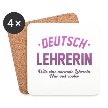 Deutschlehrerin Lehrerin Germanistik Spruch - Untersetzer (4er-Set) - Weiß - Vorne
