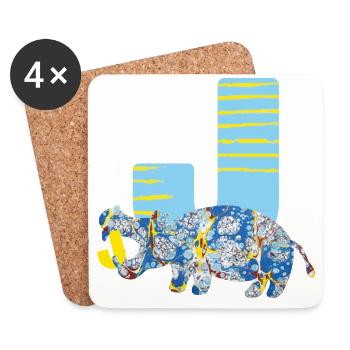 hippopotames e 205 j - Dessous de verre (lot de 4) - blanc - Devant