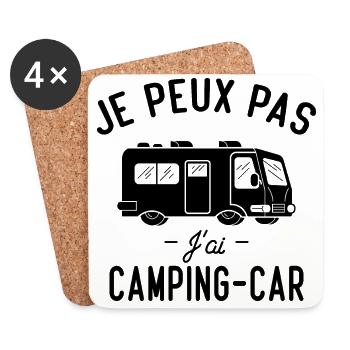 J'ai camping car cadeau camping car humour - Dessous de verre (lot de 4) - blanc - Devant