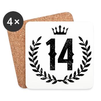 14 Number wreath - Coasters (set of 4) - white - Front