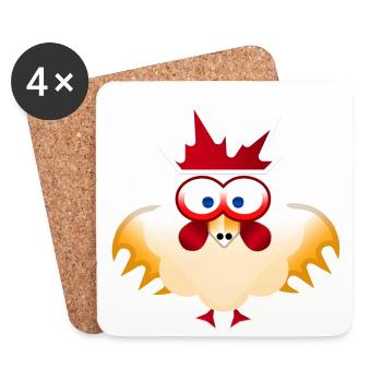 Coq coq - Dessous de verre (lot de 4) - blanc - Devant