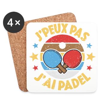 Je Peux Pas J'ai Padel Joueur Tennis Paddle Cadeau - Dessous de verre (lot de 4) - blanc - Devant