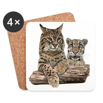 Lynx et léopard nuageux - Dessous de verre (lot de 4) - blanc - Devant