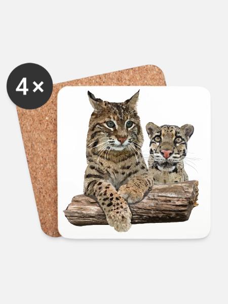 Luchs und Nebelparder - Untersetzer (4er-Set) - Weiß