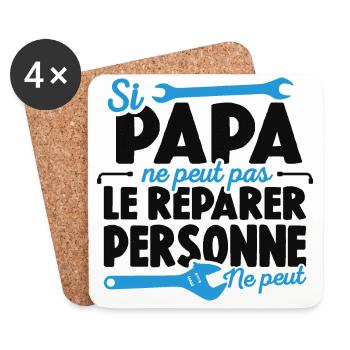 Papa Bricoleur Si Papa Ne Peut Pas Le Réparer - Dessous de verre (lot de 4) - blanc - Devant