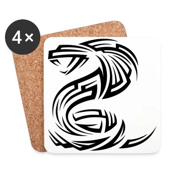 Schlange Kobra Tribal Tattoo - Untersetzer (4er-Set) - Weiß - Vorne