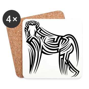 Monkey affe Tribal Tattoo - Coasters (set of 4) - white - Front
