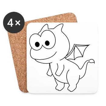 Dragon Comic Animal - Coasters (set of 4) - white - Front