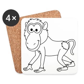 Bande dessinée singe singe - Dessous de verre (lot de 4) - blanc - Devant